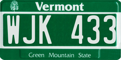 VT license plate WJK433