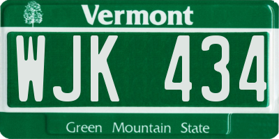VT license plate WJK434
