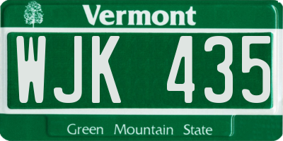 VT license plate WJK435