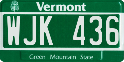 VT license plate WJK436