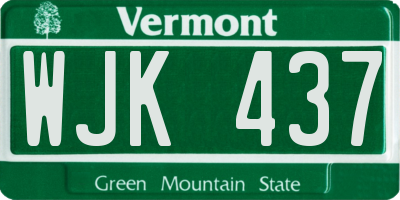 VT license plate WJK437