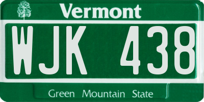 VT license plate WJK438