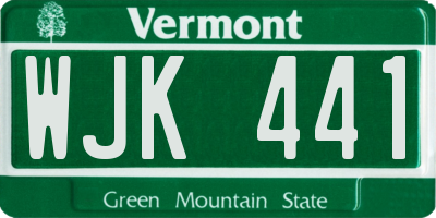 VT license plate WJK441