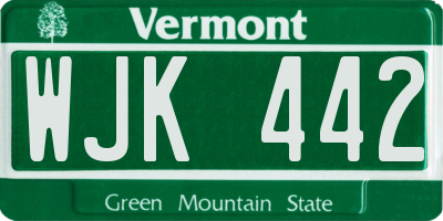 VT license plate WJK442