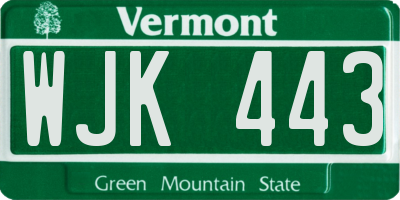 VT license plate WJK443