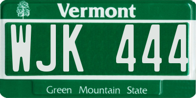 VT license plate WJK444