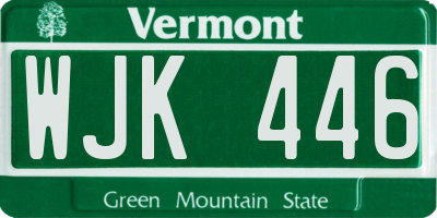VT license plate WJK446