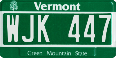 VT license plate WJK447