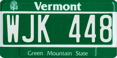 VT license plate WJK448