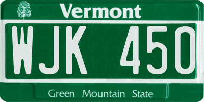 VT license plate WJK450