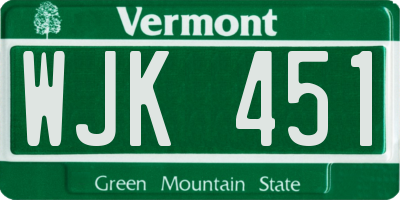 VT license plate WJK451