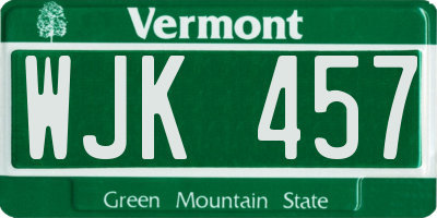 VT license plate WJK457
