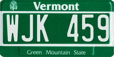 VT license plate WJK459