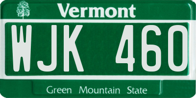 VT license plate WJK460