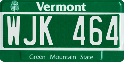 VT license plate WJK464