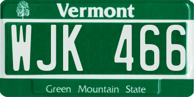VT license plate WJK466