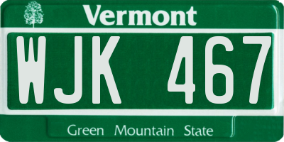 VT license plate WJK467