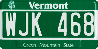 VT license plate WJK468