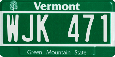 VT license plate WJK471