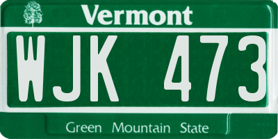 VT license plate WJK473