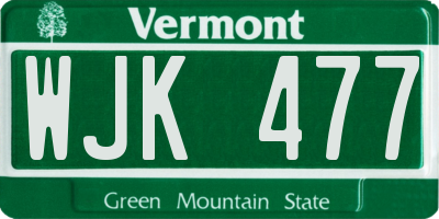 VT license plate WJK477