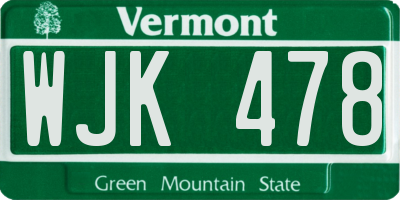 VT license plate WJK478