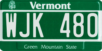 VT license plate WJK480