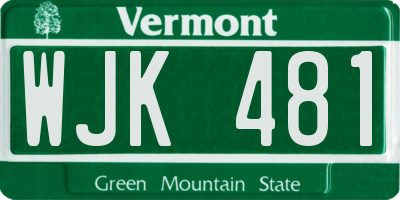 VT license plate WJK481