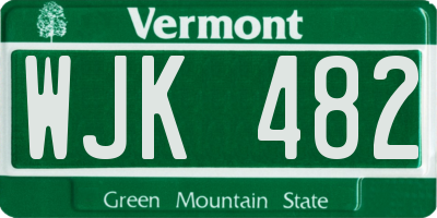 VT license plate WJK482