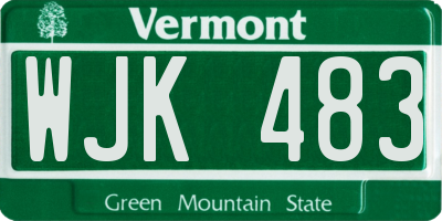VT license plate WJK483