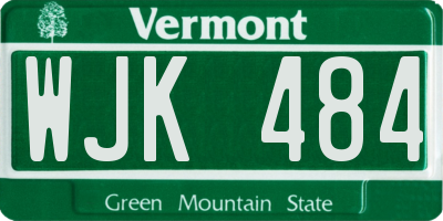 VT license plate WJK484