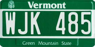 VT license plate WJK485