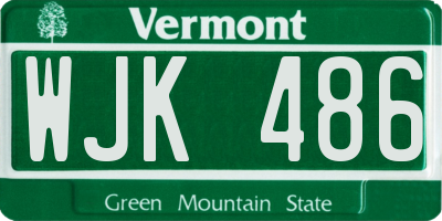 VT license plate WJK486