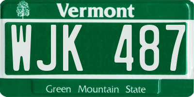 VT license plate WJK487