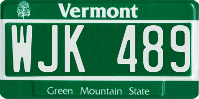 VT license plate WJK489