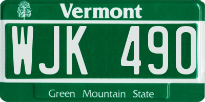 VT license plate WJK490