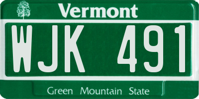 VT license plate WJK491