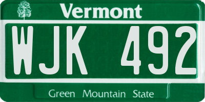 VT license plate WJK492