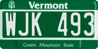VT license plate WJK493