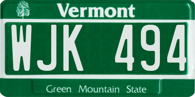 VT license plate WJK494