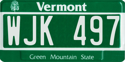 VT license plate WJK497