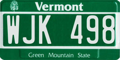 VT license plate WJK498