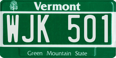 VT license plate WJK501