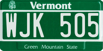 VT license plate WJK505