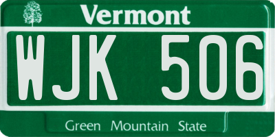 VT license plate WJK506