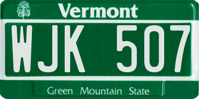 VT license plate WJK507