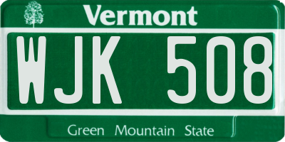 VT license plate WJK508