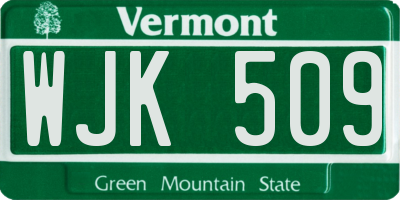 VT license plate WJK509
