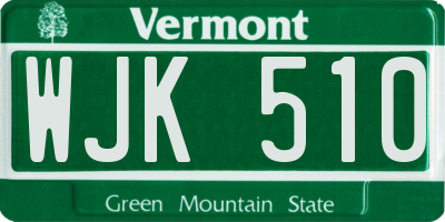 VT license plate WJK510