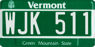 VT license plate WJK511